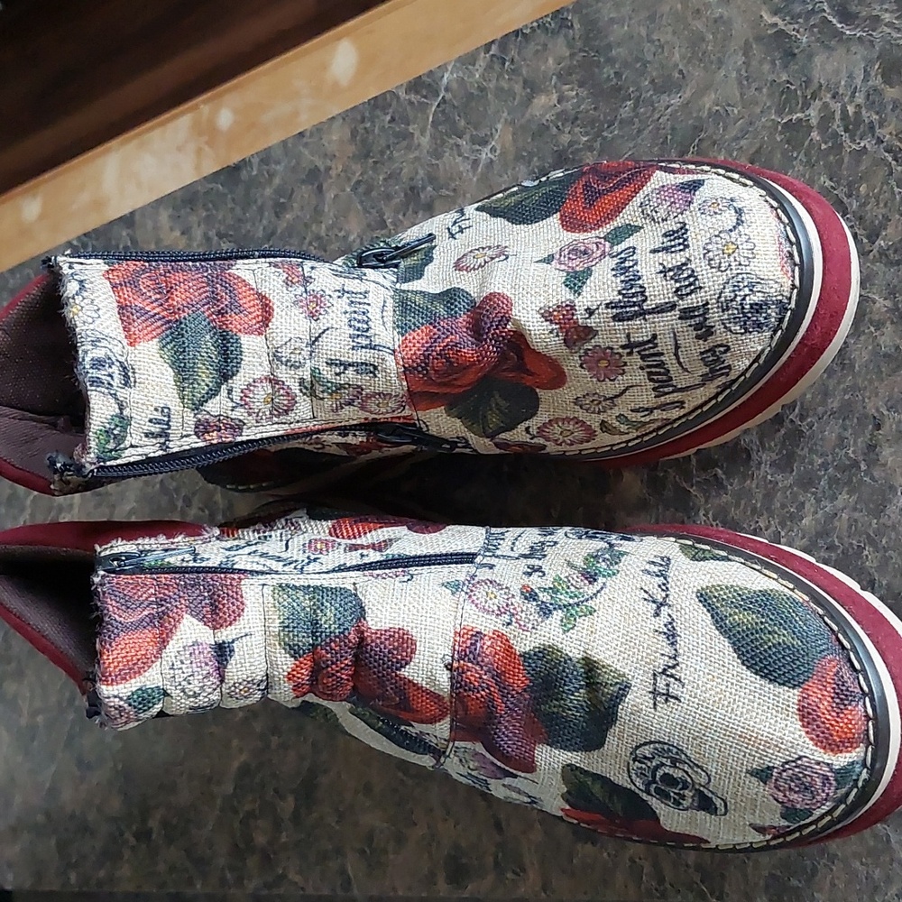 Floral Canvas Ankle Boots